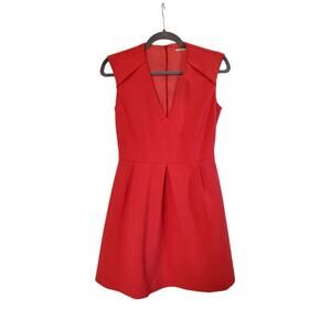 IKKS Women Coral Pink French Sleeveless Fitted A-Line Mini Dress Size 36 (Small)